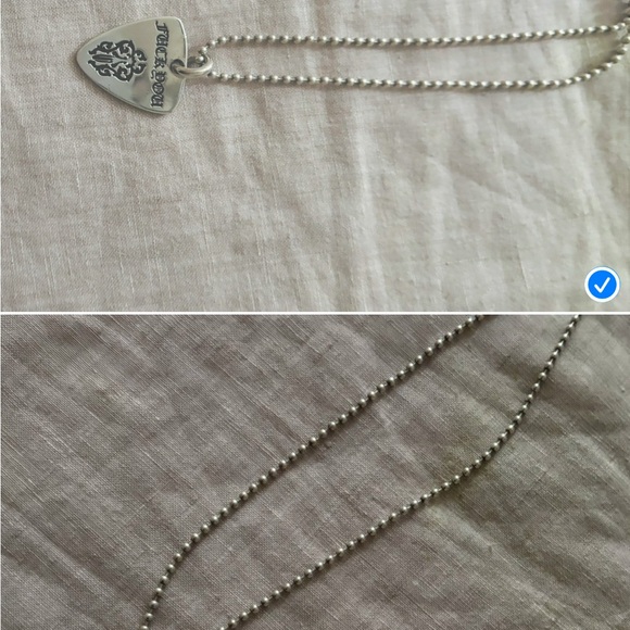 Chrome Hearts, solid silver, 18” beaded chain, “guitar pick”shaped pendant. - Picture 9 of 9